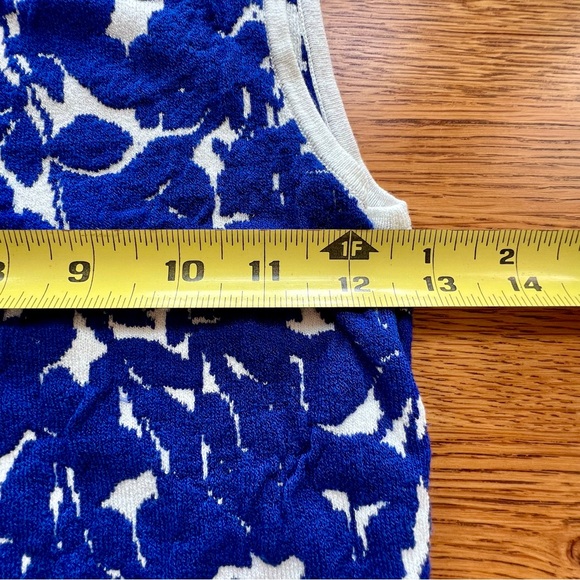 ⭐️ Ann Taylor Blue & White Textured Knit Swing Dress XSP Extra Small Petite - Picture 12 of 16